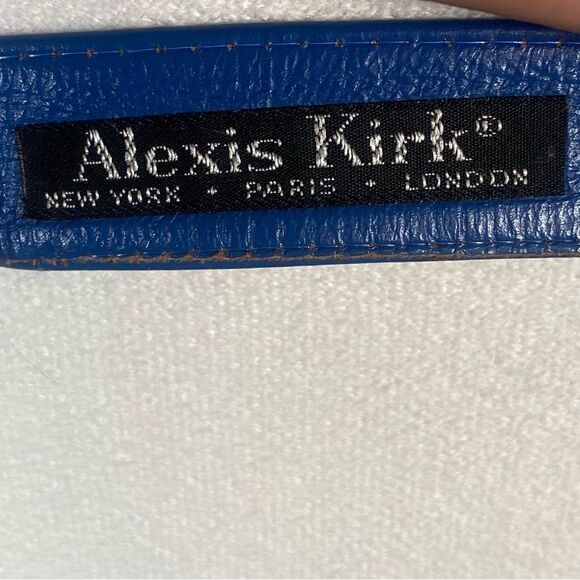 Alexis Kirk NY Paris London Blue Pebble Leather Belt W/Gold Abstract Buckle main image 8
